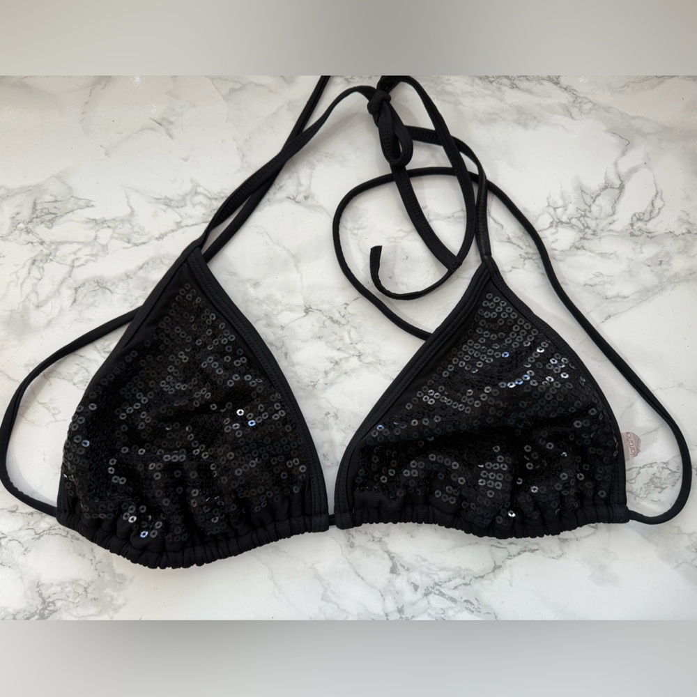 🛍️ Xhilaration Black Sequin Triangle Bikini Top